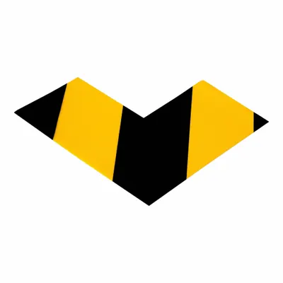 MIGHTY LINE Floor Marking Shape: L, Chevrons/Solid, Black/Yellow, No Legend, 3 in x 6 in - L-Shaped Floor Marking Tape