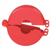 Gas cylinder lockout device designed to secure cylinder valves during maintenance. Fits valve stems up to 1 1/4 in diameter. Used in lockout/tagout procedures to prevent accidental valve operation