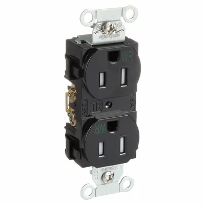 HUBBELL BR15BLKWRTR Duplex Receptacle - General Purpose Receptacles