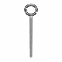 This machinery eye bolt without shoulder is made from 18-8 stainless steel with a plain finish. It features a 3/8"-16 thread size and is manufactured in the USA. Used for lifting, pulling, or securing loads in rigging and material handling applications.