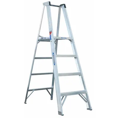 WERNER P374 Lightweight Aluminum Platform Stepladder, 4 ft, 300 lb Capacity - Lightweight Aluminum Platform Stepladders