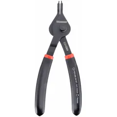 Convertible retaining-ring pliers for installing and removing both external and internal retaining rings. Accommodates bore and shaft diameters from 18 mm to 48 mm. Suitable for maintenance and assembly tasks requiring ring installation or removal within these size ranges.