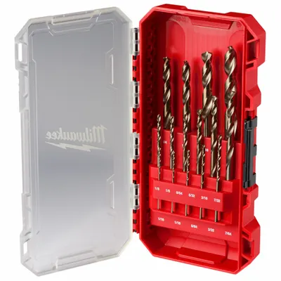 MILWAUKEE Jobber Length Drill Bit Set: 15 Pc, 1/16" to 3/8", 135° Point, Cobalt - Cobalt Jobber-Length Drill Bit Sets