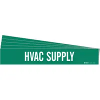 Pipe Marker: HVAC Supply, Green, White, Fits 2 1/2 to 7 7/8 in Pipe O.D., 1 Pipe Markers, 5 PK (MPN 7380-1-PK)
