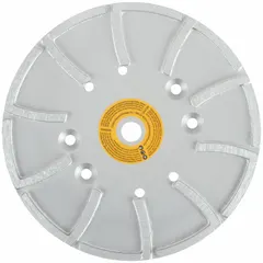 Silver grinding disc with 50 grit and 20 segments, designed for clockwise rotation. Suitable for concrete surface preparation, leveling, smoothing, and coating removal in medium-duty floor grinding applications.