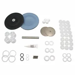 Fluid end repair kit for Graco air-operated double-diaphragm pumps. Contains PTFE seals and components to rebuild the fluid section and restore pump performance in industrial fluid handling applications such as chemical transfer, paint circulation, and lubrication systems.