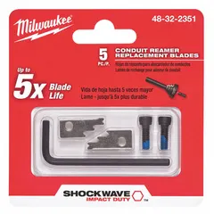 Steel replacement blade set for pipe, tubing, and conduit cutters. Includes two blades and two cap screws. Designed for use with MILWAUKEE cutter model 48-32-2350.