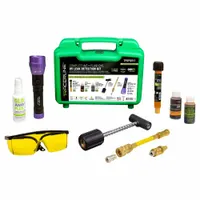 This UV leak detection kit is designed for use with R-1234yf and R-134a refrigerant systems. It includes a 1 oz bottle of standard coolant dye and a 2 oz spray bottle for application. Used to locate refrigerant leaks in automotive HVAC systems