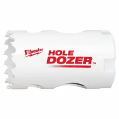 Bi-metal hole saw with 1-1/4 in diameter, 3.5 teeth per inch, and 1-5/8 in maximum cutting depth. Designed for cutting wood, metal, plastic, and drywall in electrical, plumbing, and HVAC installations. Sold without arbor.