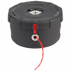 Replacement string trimmer head made of high-density polyethylene. Measures 4.25 inches in diameter with an overall length of 4 1/4 inches. Compatible with M18 FUEL and M18 Brushless String Trimmers (model 2825-20ST). Suitable for cutting grass and weeds in landscaping and grounds maintenance.