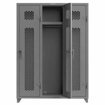 STRONG HOLD 3-Unit Wide 1-Tier Ventilated Steel Locker with Padlock Hasp - Ventilated Metal Wardrobe Lockers