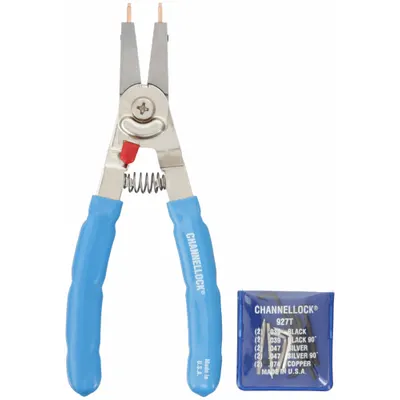 CHANNELLOCK Retaining Ring Plier: External/Internal, For 3/8 in to 2 in Bore Dia - Convertible Retaining-Ring Pliers