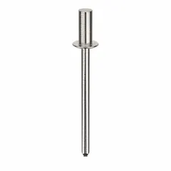 Domed-head blind rivet with 0.124" diameter and 1.398" overall length. Body length is 19/64 in, overall length 1 25/64 in. Supplied in a 500-piece pack. Suitable for fastening applications where only one side of the workpiece is accessible, such as sheet metal assembly and general fabrication.