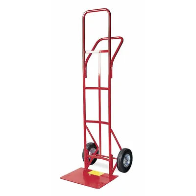 Dayton General Purpose Hand Truck: 400 lb, Flow-Back Handle, Red, Steel, Semipneumatic - General Purpose Hand Trucks
