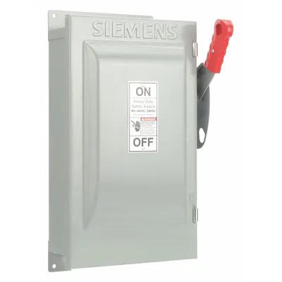 Siemens Safety Switch: Fusible, 60 A, Single Phase, 240V AC, Galvanized Steel - Fusible Safety Switches