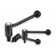 Steel adjustable tension lever with threaded stud. Thread size 1/2"-13, thread length 25 mm, overall length 88 mm. Used for clamping, positioning, and tensioning applications where handle angle adjustment is required without tools.