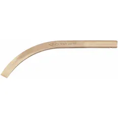 Non-sparking banana wedge made of aluminum bronze. Width 4 1/16 in, maximum height 13/16 in. Used for separating flanges or aligning piping in environments where spark prevention is required.