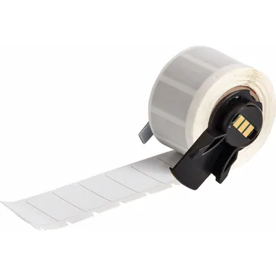 BRADY Pre-Cut Label Stock Roll: 1/2 in x 1 in, 1 in x 1/2 in, Polyimide, White (Matte) - Brady Precut Label Rolls