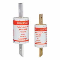 Fast-acting blade fuse from the HP10J Series, rated 600 A at 1 kV DC. Designed for overcurrent protection in photovoltaic systems, including solar panel arrays and DC combiners