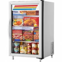White swing-door freezer merchandiser with 3 shelves. Designed for commercial retail display and storage of frozen products in convenience stores, supermarkets, and food service operations