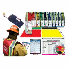 This Incident & Triage Management Kit includes a DMS-06082 Rolling Duffel for organized transport of emergency supplies. With a 30-inch overall height, it is suited for rapid deployment in emergency preparedness and response scenarios.