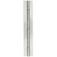 This full surface-mount piano hinge is constructed from stainless steel, offering corrosion resistance for continuous support applications. With a leaf height of 24 inches and a leaf width of 1 inch, it is suited for use on cabinet doors, panels, and enclosures in various settings