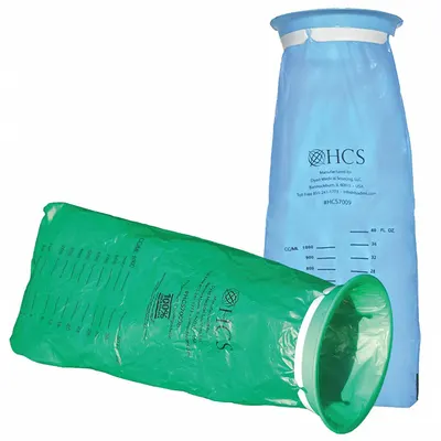 HCS Emesis Bag: Polyethylene, 40 fl oz Capacity, 4 3/4 in Overall Dia, 15 in Overall Ht - Emesis Bags