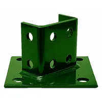 Steel post base designed for double strut channels of 1-5/8 in x 3-1/4 in size. Green coated finish provides corrosion resistance. Features 8 holes for secure mounting. Used to support and anchor strut channel systems in industrial framing and pipe support applications