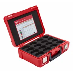This crimping die holder provides organized storage and transport for compatible tools. It is designed for use with the EXACT 12T U tool. The case protects and secures the tool on job sites.