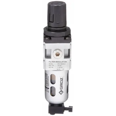 GROZ Filter-Regulator: Light Duty Series, 1/8 in NPT, 14 cfm, 40 micron, 7 psi to 145 psi - GROZ FRL Air Filter/Regulators