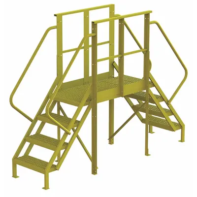 TRI-ARC Crossover Bridge: 3.3 ft Platform Ht, Steel, 1,000 lb Load Capacity, Serrated - Easy Descent Crossover Bridges