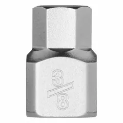 Hex bit socket with 3/8 in hex tip and fixed insert design. Overall length 51/64 in. For driving hex fasteners in assembly, maintenance, and repair tasks using impact drivers or ratchets.