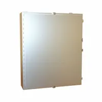 This HAMMOND stainless steel enclosure measures 36 x 30 x 8 inches and includes an inner panel. It features clamp closure and is rated NEMA 12/13/3R/4/4X, suitable for indoor and outdoor applications requiring corrosion resistance and weatherproofing. Knockouts are not included