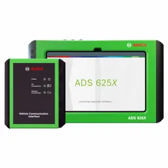 BOSCH OBD Scan Tool (MPN 3975) features a 10-inch LCD display, Wi-Fi capability, and USB ports. Includes a docking station. Used by automotive technicians to read and clear diagnostic trouble codes from vehicle systems, suitable for professional workshops and mobile diagnostics.