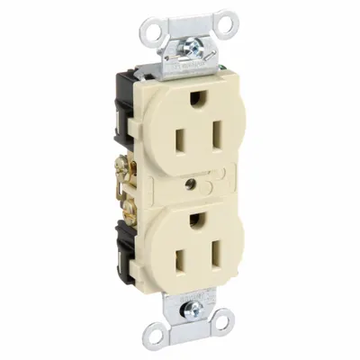 BRYANT CBRS15I Duplex Receptacle, 5-15, Ivory, 125V AC, 15A, 2-Pole/3-Wire - General Purpose Receptacles