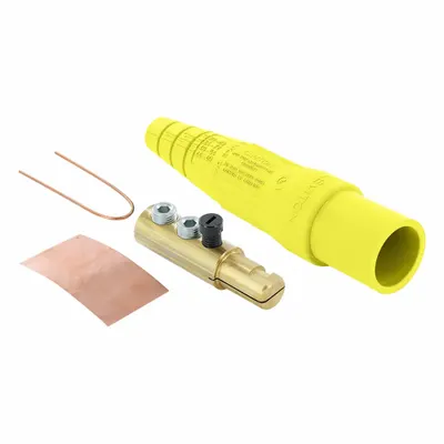 LEVITON Single Pole Inline: Male, Yellow, 600V AC/600V DC, 300 A, Double Set Screw Termination - Plugs with Set Screw Terminations
