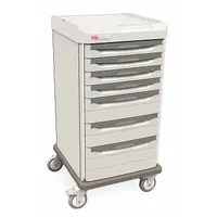METRO Bedside & Nurse Server Cart: Polymer, (4) Swivel, Taupe, White, 7 Drawers, 1 Shelves (MPN SXRS43CM3)