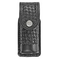 The HEROS PRIDE Pepper Spray Holster (MPN 1458WN) is constructed from synthetic leather with a snap closure. It is designed to securely hold standard pepper spray canisters for personal defense. This holster provides a practical carry solution for security personnel, law enforcement, or individuals needing quick access to self-defense equipment