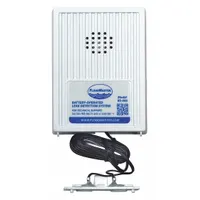 Wall-mountable water detector and alarm with a 110 dB audible alert. Operates on a 9V DC battery (not included). Suitable for detecting water leaks in areas such as basements, utility rooms, or other spaces where water accumulation may occur