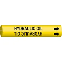 Pipe Marker: Hydraulic Oil, Yellow, Black, Fits 4 to 6 in Pipe O.D., 1 Pipe Markers, With Arrows (MPN 4199-D)