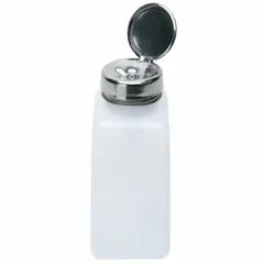 HDPE dispensing bottle with a 236.5 mL (8 fl oz) capacity. Natural bottle body with a silver dropper closure included. No label. Non-sterile. Suitable for controlled drop-by-drop dispensing of liquids in laboratory, industrial, and maintenance applications.