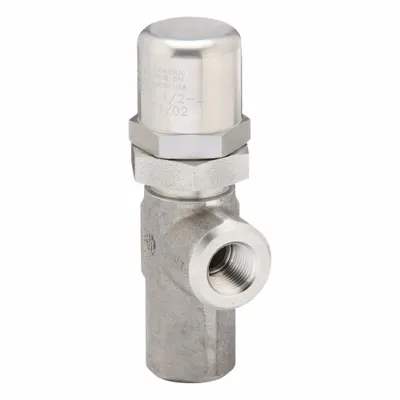 Parker Pressure Control Valve: 10 gpm, 200 psi Max Set, Stainless Steel - Soft-Seat Pressure Control Valves