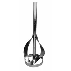 Single paddle for blending medium viscosity materials such as paints, coatings, and adhesives. Features a 5/16 in hex drive that fits standard power mixers. Overall length of 13 1/2 in. Suitable for construction and industrial maintenance mixing tasks.