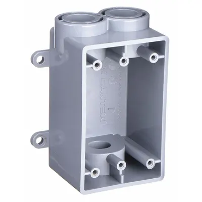 CANTEX Electrical Box: PVC, Rectangular, 1 Gangs, 1/2 in Hub Size, 20 cu in Capacity - PVC & Non-Metallic Weatherproof Electrical Boxes