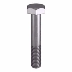 Grade B8M heavy hex bolt, stainless steel, plain finish, with 1/2"-13 thread size and 3-inch length. Meets ASTM A193 material quality and ASME B18.2.1 dimensional standards. Suitable for structural applications requiring corrosion resistance and high-temperature performance, such as pressure vessels, flanges, and piping systems. Sold in a pack of 5, without nut.