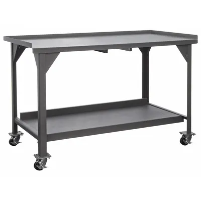 DURHAM MFG Workbench: Fixed Ht, Steel, 72 in x 30 in, 4,000 lb Overall Load Capacity - Mobile Workbenches with Lower Shelves