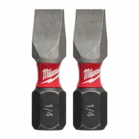 MILWAUKEE Insert Bit: Insert Bit, Slotted Head, Imperial, 1/4" Bit Industry Size, Std, Hex, 2 PK (MPN 48-32-4418)