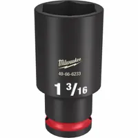 MILWAUKEE Deep Impact Socket: 1/2 in Drive Size, SAE, 1 3/16 in Socket Size, 6-Point, Deep, Friction (MPN 49-66-6233)