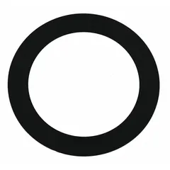 PVC arbor shim with 0.0125 in thickness, 1 in inside diameter, and 1.5 in outside diameter. Thickness tolerance ±0.000625 in, ID tolerance +0.005/-0.015 in, OD tolerance ±0.005 in. Black, sold in a 10-pack. Used for axial clearance adjustment between rotating shafts and mounted components such as bearings or gears.