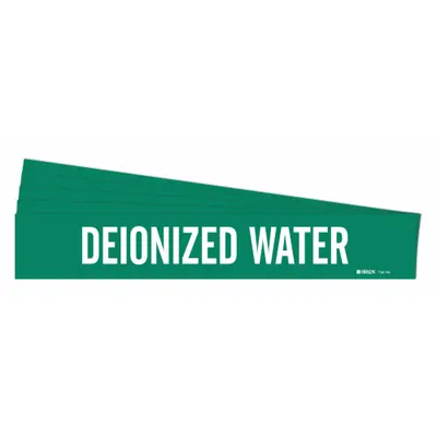 BRADY Pipe Marker: Deionized Water, Green, White, Fits 8 in and Larger Pipe O.D. - Deionized Water Adhesive Pipe Markers